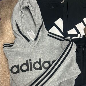 Adidas Heather Gray Hoodie with Black Logo